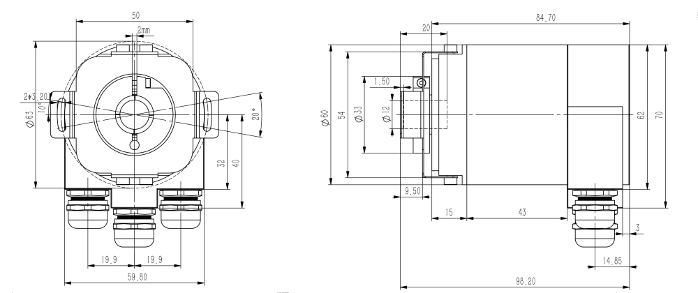Profibus-DP Industrial Absolute Encoder SAS/M58 - Civiti